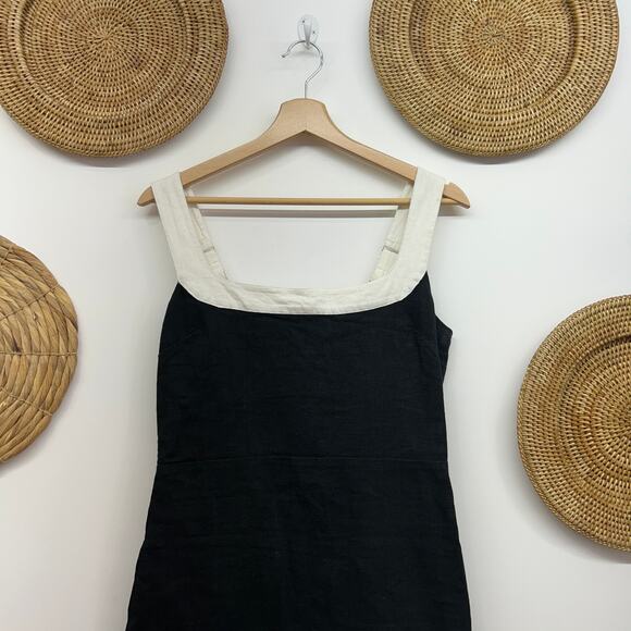 Abercrombie Black White Linen Blend Sleeveless Mini Dress Medium Minimalist - Picture 4 of 7